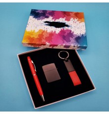Kalem Çakmak Ve Anahtarlık Kırmızı Set