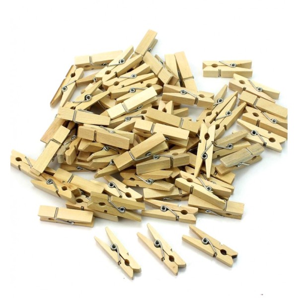 100 lü Ahşap Mandal 2.5 Cm 10 Paket - 1000 Adet