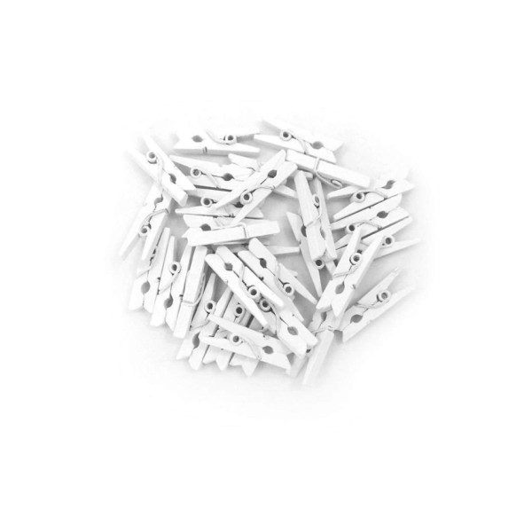 100'lü Beyaz Ahşap Mandal 2.5cm (10'lu Paket-1000 Adet)