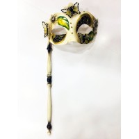 Siyah Renk İşlemeli Tutmalı Venedik Göz Maskesi 33x17 cm