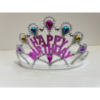 Gümüş Renk Happy Birthday Yazılı Doğum Günü Tacı 60 cm