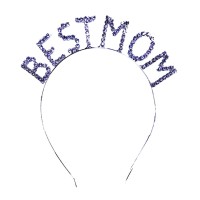 Kristal Taşlı Gümüş Renk Best Mom Tacı 16x17 cm