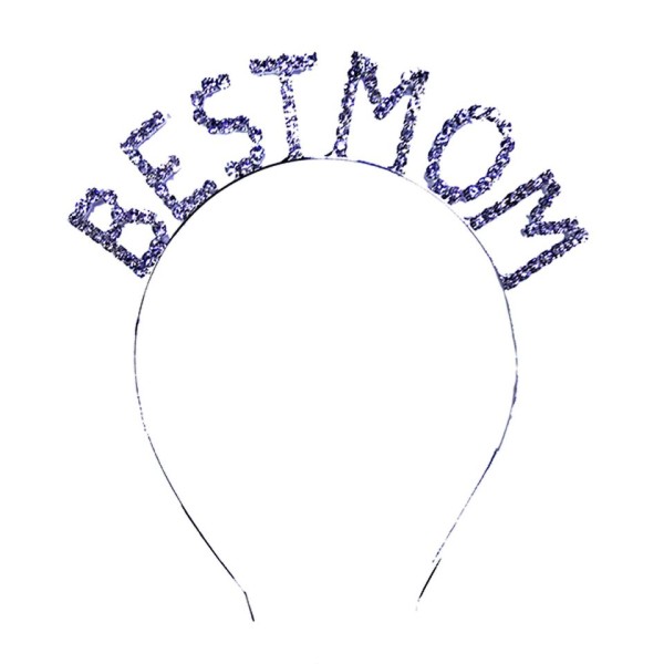 Kristal Taşlı Gümüş Renk Best Mom Tacı 16x17 cm