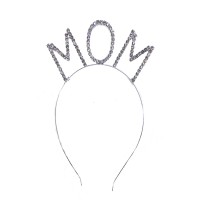 Kristal Taşlı Gümüş Renk Mom Tacı Anne Tacı 12x17 cm