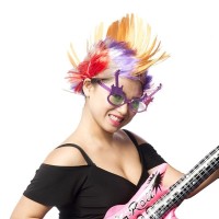 Rockn Roll Retro Gitar Şekilli Parti Gözlüğü Mor Renk