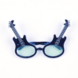 Rockn Roll Retro Gitar Şekilli Parti Gözlüğü Mavi Renk