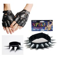 Spike Punk Eldiveni Punk Kolyesi ve Punk Bileklik Seti