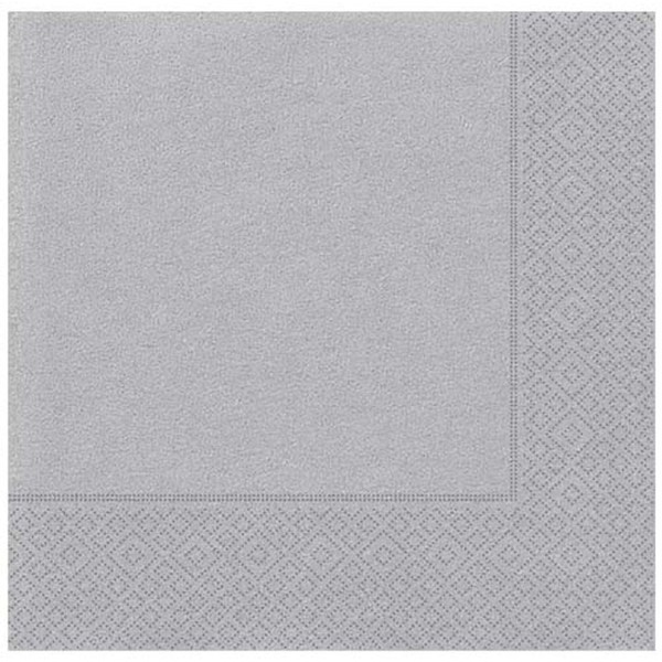 Gümüş Renk Kağıt Peçete 20 Adet 33x33 cm