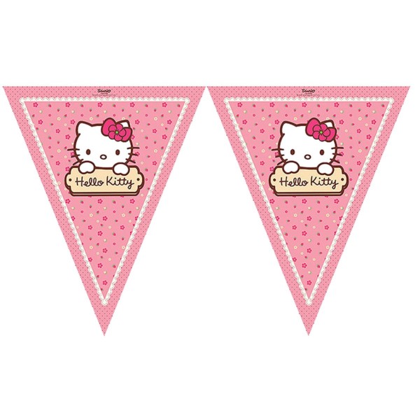 Hello Kitty Temalı Üçgen Bayrak Flama Süsleme 3.2 Metre