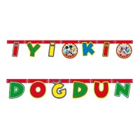 Mickey Mouse Temalı Rengarenk İyiki Doğdun Yazılı Flama Bayrak Süsleme 2 Metre