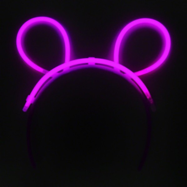 Karanlıkta Parlayan Fosforlu Glow Stick Taç Tavşan Kulağı Tacı Pembe Renk