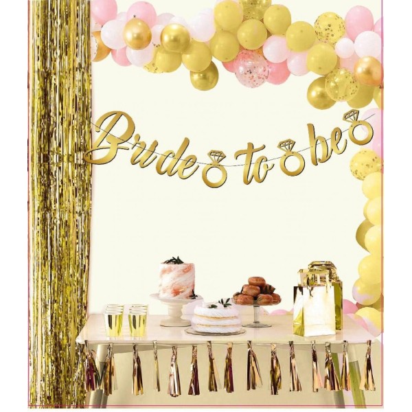 Altın Renk İtalik Yazı Bekarlığa Veda Partisi Tektaşlı Bride To Be Banner Flama Süs