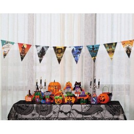 Cadılar Bayramı Halloween Flama Bayrak Banner Süs 8 li 3 Metre