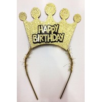 Happy Birthday Yazılı Altın Renk Doğum Günü Tacı