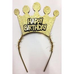 Happy Birthday Yazılı Altın Renk Doğum Günü Tacı