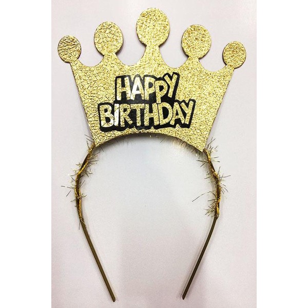 Happy Birthday Yazılı Altın Renk Doğum Günü Tacı