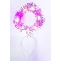 Led Işıklı Yanar Söner 3 Fonksiyonlu Melek Hare Taç Pembe Renk
