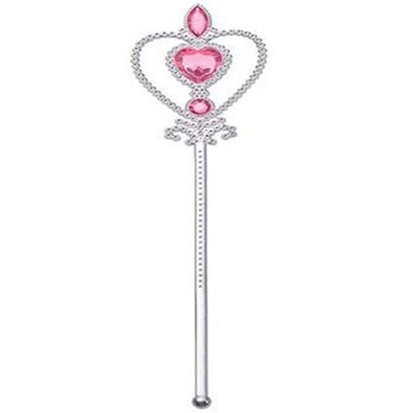 Pembe Renk Kalp İşlemeli Taşlı Karlar Ülkesi Anna Elsa Asası 32 cm