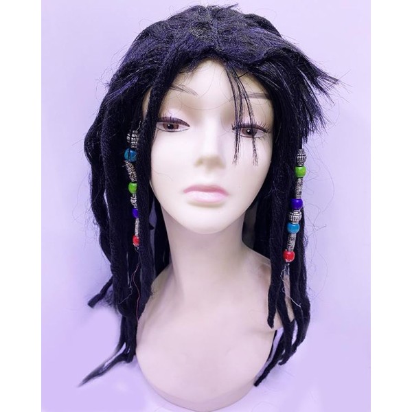 Siyah Renk Joe Dreadlocks Boncuklu Kabarık Rasta Kirli Peruk