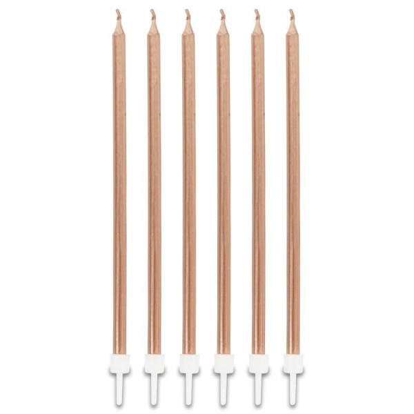 Soft Pembe Renk Uzun Pasta Parti Mumu 6 Adet 16 cm