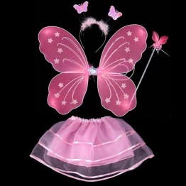 Toz Pembe Kostümü - Toz Pembe Kostüm Aksesuar Seti 4 Parça