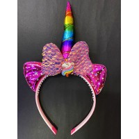 Rengarenk Boynuzlu At Figürlü Çocuk Pullu Unicorn Tacı 17x27 cm