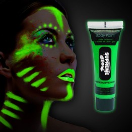Karanlıkta Parlayan Fosforlu Neonlu Glow Parti Yüz Boyası Vücut Kremi Yeşil Renk