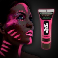 Karanlıkta Parlayan Fosforlu Neonlu Glow Parti Yüz Boyası Vücut Kremi Pembe Renk