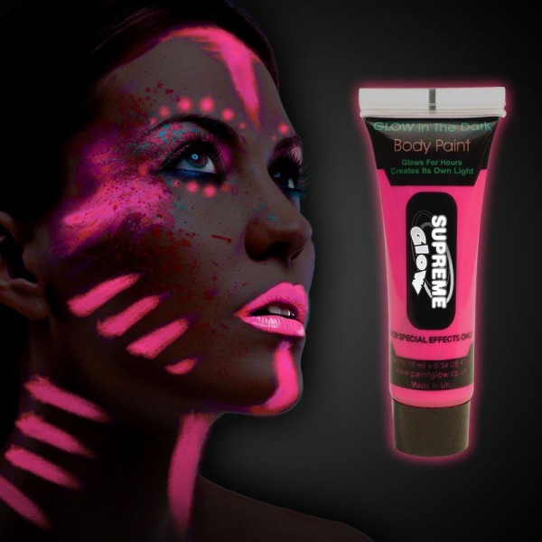 Karanlıkta Parlayan Fosforlu Neonlu Glow Parti Yüz Boyası Vücut Kremi Pembe Renk