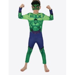 Yeşil Maskeli Baskılı Hulk Kostümü Çocuk Boy - Yeşil Dev Kostümü 5-6 Yaş