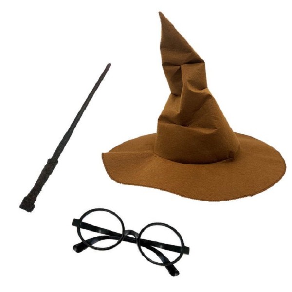 Harry Potter Şapkası + Harry Potter Asası + Harry Potter Gözlüğü Çocuk Boy