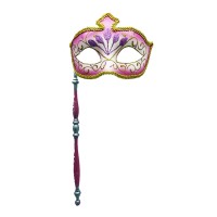 Venedik Masquerade Sopalı Maske Pembe Renk 17x35 cm