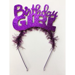 Birthday Girl Yazılı Metalize Parti Tacı Mor Renk