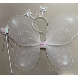 Beyaz Renk Kanadı Tacı ve Sopası 50x37 cm