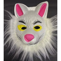 Tilki Maskesi - Eva Beyaz Peluşlu Tilki Maskesi