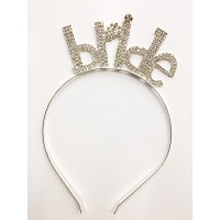 Kristal Taşlı Gümüş Renk Bride Yazılı Taşlı Taç 18x13 cm