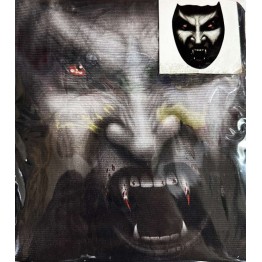 Yüze Yapışan Kafaya Tam Geçmeli Streç Kanlı Dişli Dracula Maske Bez Maske Model 11-2