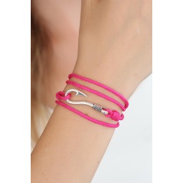 Fuşya Renk Gümüş Metal Kancalı Bayan Çoklu Bileklik TJ-BB2374-KS