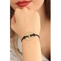 HAPPY (Mutlu) Siyah Deri İpli Unisex Mood Bileklik TJ-BB1987