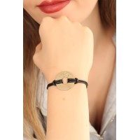 LUCKY (Şanslı) Siyah Deri İpli Unisex Mood Bileklik TJ-BB1982