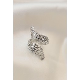Ayarlamalı Silver Renk Metal Zirkon Taşlı Kanat Yüzük - TJ-BYK2033