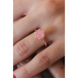 Pembe Lotus Çiçek Figür Gold Renk Kadın Yüzük TJ-BYK2485
