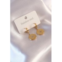 Çelik Gold Renk Kutup Yıldızı İşleme Zirkon Taşlı Kadın Küpe TJ-BKP6961