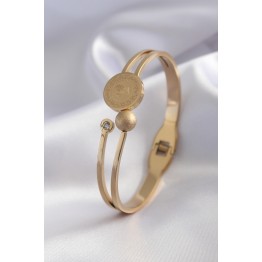316L Çelik Gold Renk Zirkon Taş Detay Kadın Kelepçe TJ-BB5152