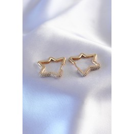 Gold Renk Zirkon Taşlı Yıldız Model Kadın Küpe TJ-BKP7236