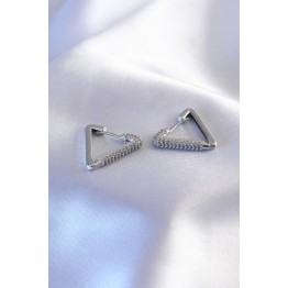 Gümüş Renk Zirkon Taşlı Üçgen Model Kadın Küpe TJ-BKP7238
