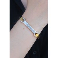 316L Çelik Gold Renk Zirkon Taşlı Kadın Kelepçe TJ-BB5285