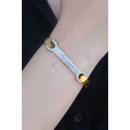 316L Çelik Gold Renk Zirkon Taşlı Kadın Kelepçe TJ-BB5285