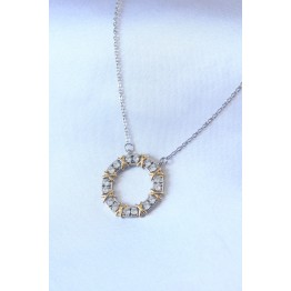 316L Çelik Gümüş Renk Zirkon Taşlı Gold Detay Xoxo Kadın Kolye TJ-BKO7459