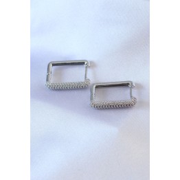 Gümüş Renk Kare Model Zirkon Taşlı Pirinç Kadın Küpe TJ-BKP7527